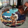 Ковер-круг мультяшный космонавт Вселенная 3D Космос для гостиной спальни детской комнаты, коврик для питомцев нескользящий
