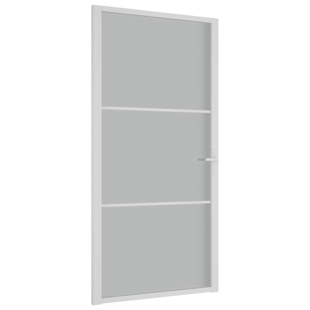 Interior Door 102.5 x 201.5 cm White Frosted Glass and Aluminum
