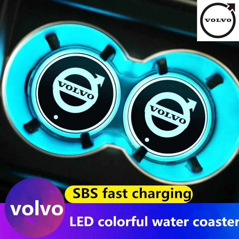 For Volvo S907 Color LED Car Cup Holder Light Luminous Coaster Water Cup Pad Accessories For Volvo Xc60 Xc90 V40 V60 S60 V50 V90 S80 C40