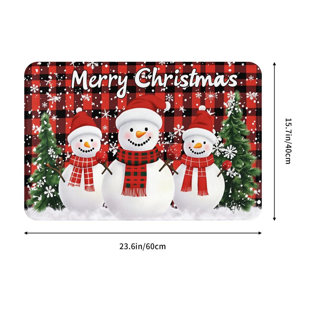 Snowman Pattern Merry Christmas Doormat Non-Slip Entrance Kitchen Bath Door Floor Mat Toilet Carpet Rug
