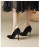 2024 Popular New Women's High Heel Black Stilettos In Suede, Perfect for Autumn and Winter Fashion.