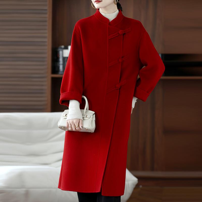 Женское пальто из 100% шерсти TIDENOVEL Осеннее шерстяное длинное пальто Ручной работы Пальто-бушлат Зимняя теплая шерстяная длинная куртка Пальто