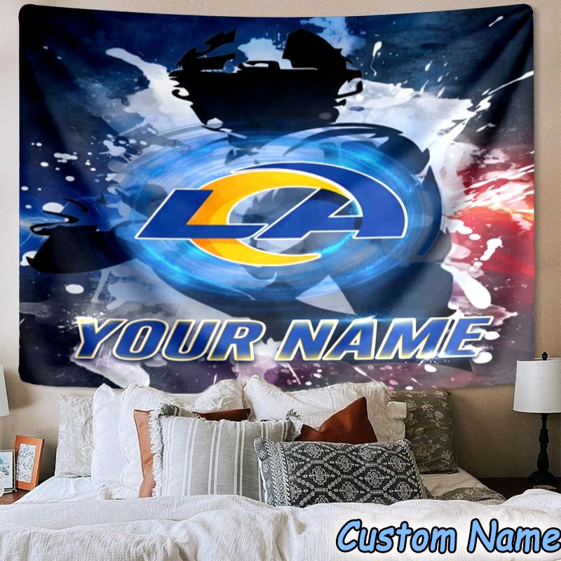 Custom Name Angeles Rams Hanging Tapestry Background Tapestry for Bedroom Living Room Dorm,Home Party Wall Decoration,Fan Gifts