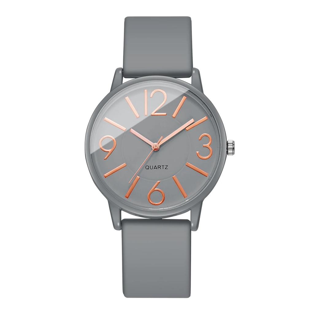 Arabic Dial Women's Quartz Watch Minimalist Silicone Strap Casual Wristwatch for Girls Students Reloj