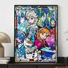 Disney Diamond Painting 5D Frozen Stained Glass Painting Style DIY Gift for Living Room Bedroom Office and Home Decoration