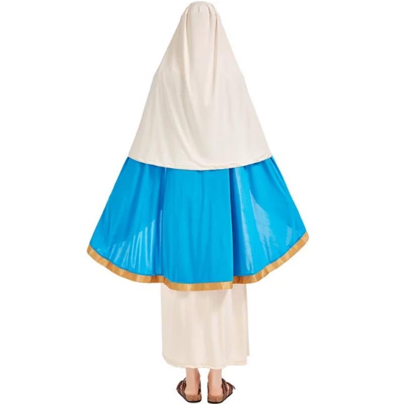 New Halloween Cosplay The Virgin Mary Costume for Women Carnival Party Adult Role-Play Ancient Israel Nun Fantasia Dress
