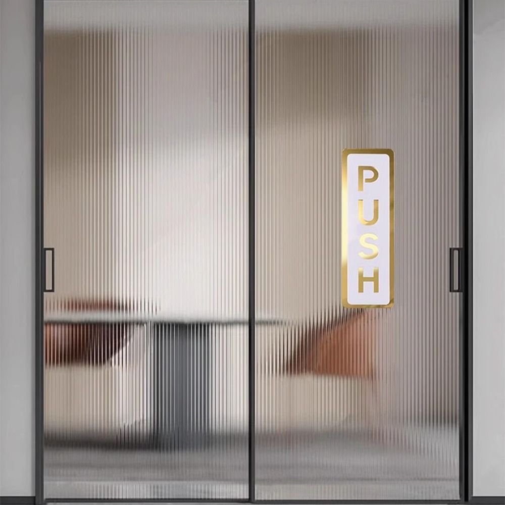 2Pcs 3D Sliding Door Logo Acrylic Restaurant Pull Stickers Push Pull Door Sign  Home Decoration