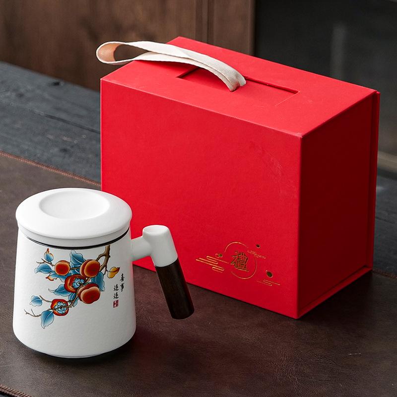 Beautiful happy event, tea separation office home office ceramic mug tea ceremony water cup men and women