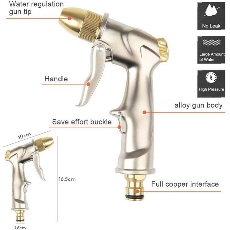 High Pressure Water Spray Gun Metal Brass Nozzle Garden Hose Pipe Lawn Car Wash Sprayer Sprinkler Car Wash Tool Water