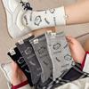 Trendy Socks with English Letters, Cartoon Cuteness, Cats, Fabric Labels, Mid-calf Socks, College Style, and Long Socks