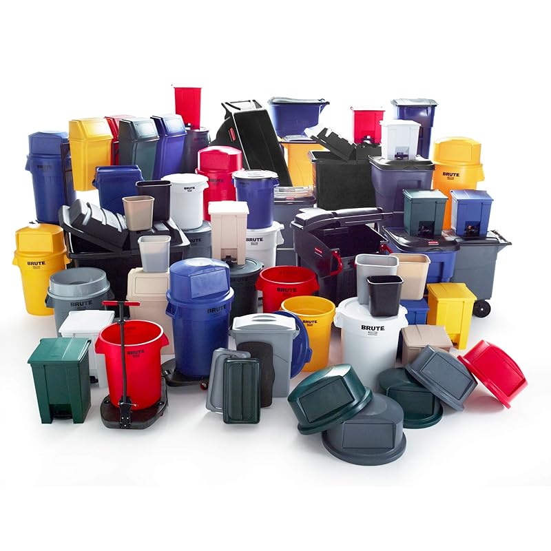 Круглый контейнер Rubbermaid BRUTE 121 л (32 галлона) крышка серая FG263100GRAY