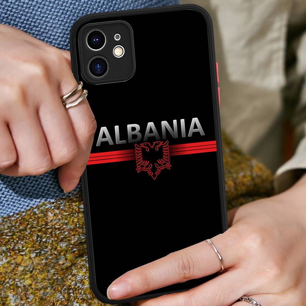Албания Флаг Логотип Орла Матовый Прозрачный Чехол для Телефона Для Чехла IPhone 16 15 14 13 12 11 Pro Max X XS Max Plus