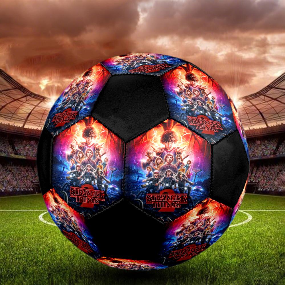 stranger things Indoor Soccer Ball Colorful Machine Stitched PVC Size 5 Team Training Competition Ready Durable High-Bounce Cool Sports Gift