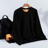 Men's Gold Velvet Thermal Underwear Set - Thickened Half-Turtleneck Top & Pants for Cold Weather.