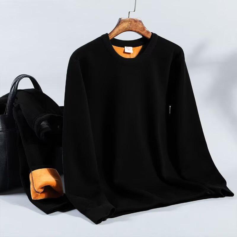 Men's Gold Velvet Thermal Underwear Set - Thickened Half-Turtleneck Top & Pants for Cold Weather.