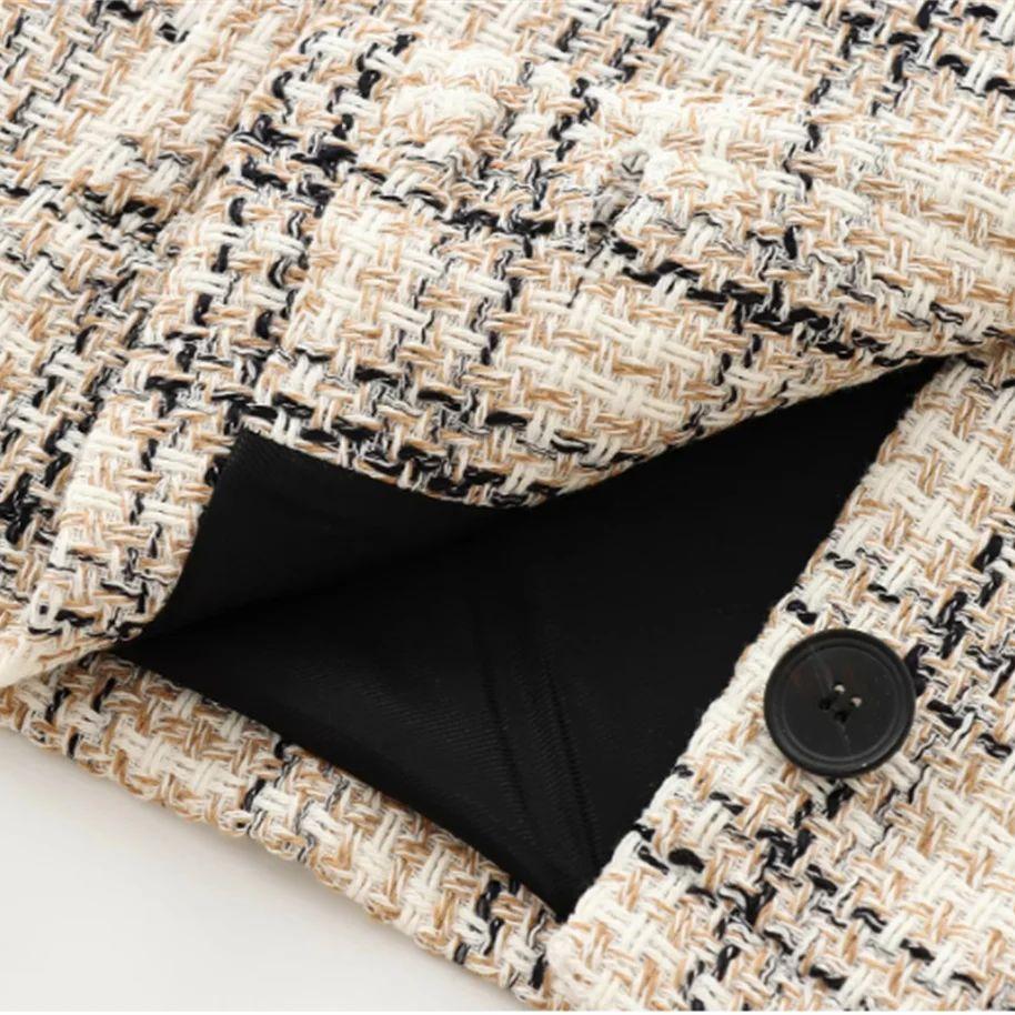 Fashion Plaid Jacket Women Autumn Winter Long Sleeve Coats Turn-Down Collar Single Breasted Jackets Lady Casual Outwear