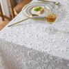 Elegant French Style White Lace Tablecloth With Floral Embroidery Cotton Dining Table Cover Living Room Rectangular