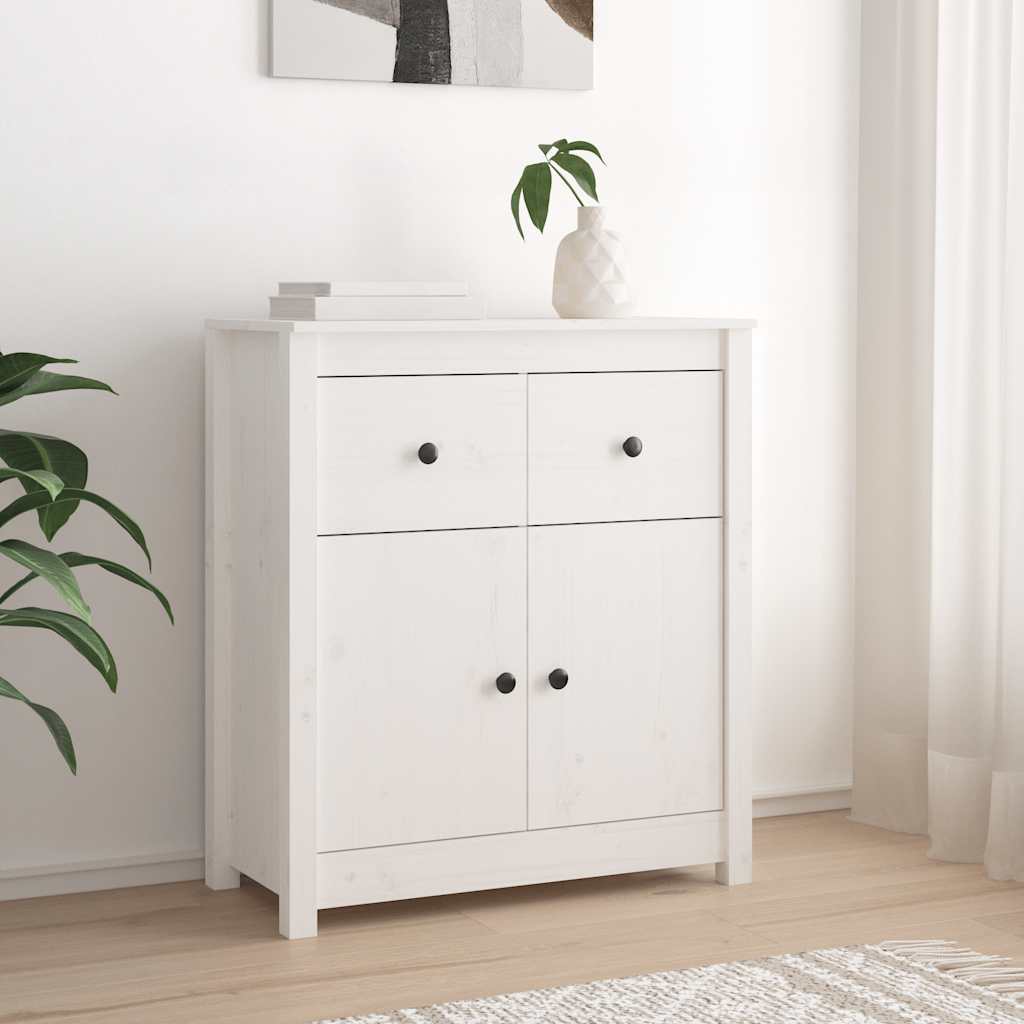 Vidaxl Szafka, Biała, 70X35X80 Cm, Lite Drewno Sosnowe
