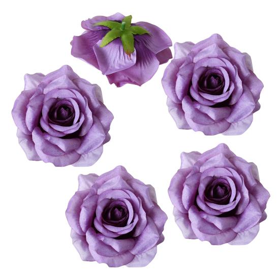 5 Pcs Artificial Rose Flower Heads Realistic Fake Silk Rose Head for Home DIY Flower Wall Wedding Party Birthday Baby Shower Decor