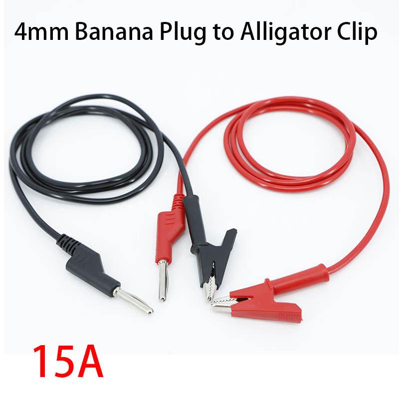 0.5m 1M 5/10/15A Dual 4mm Banana Alligator crocodile to Banana Alligator Clip plug test crocodile Red Black Cable lead