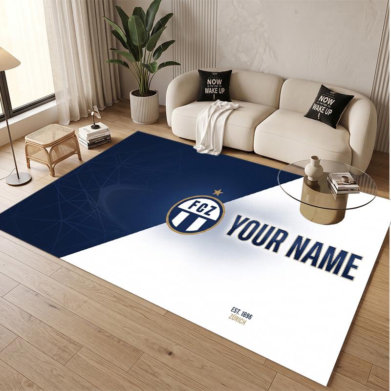 Personalized Crystal Velvet Carpet FC Zürich Pattern Non Slip Floor Rug