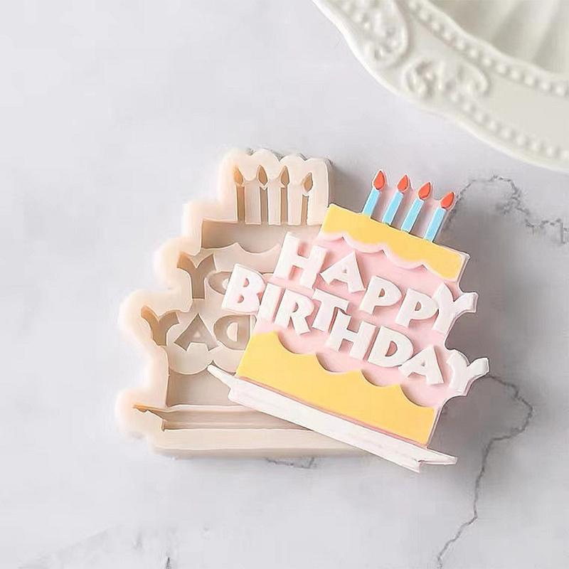 Силиконовая 3D-форма с английским алфавитом «С днем рождения», инструмент для украшения шоколадного торта