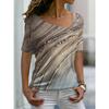 Marble 3D Print Asymmetrical T-shirt Casual Short Sleeve V Neck Summer T-shirt Women's Clothing T-Shirts