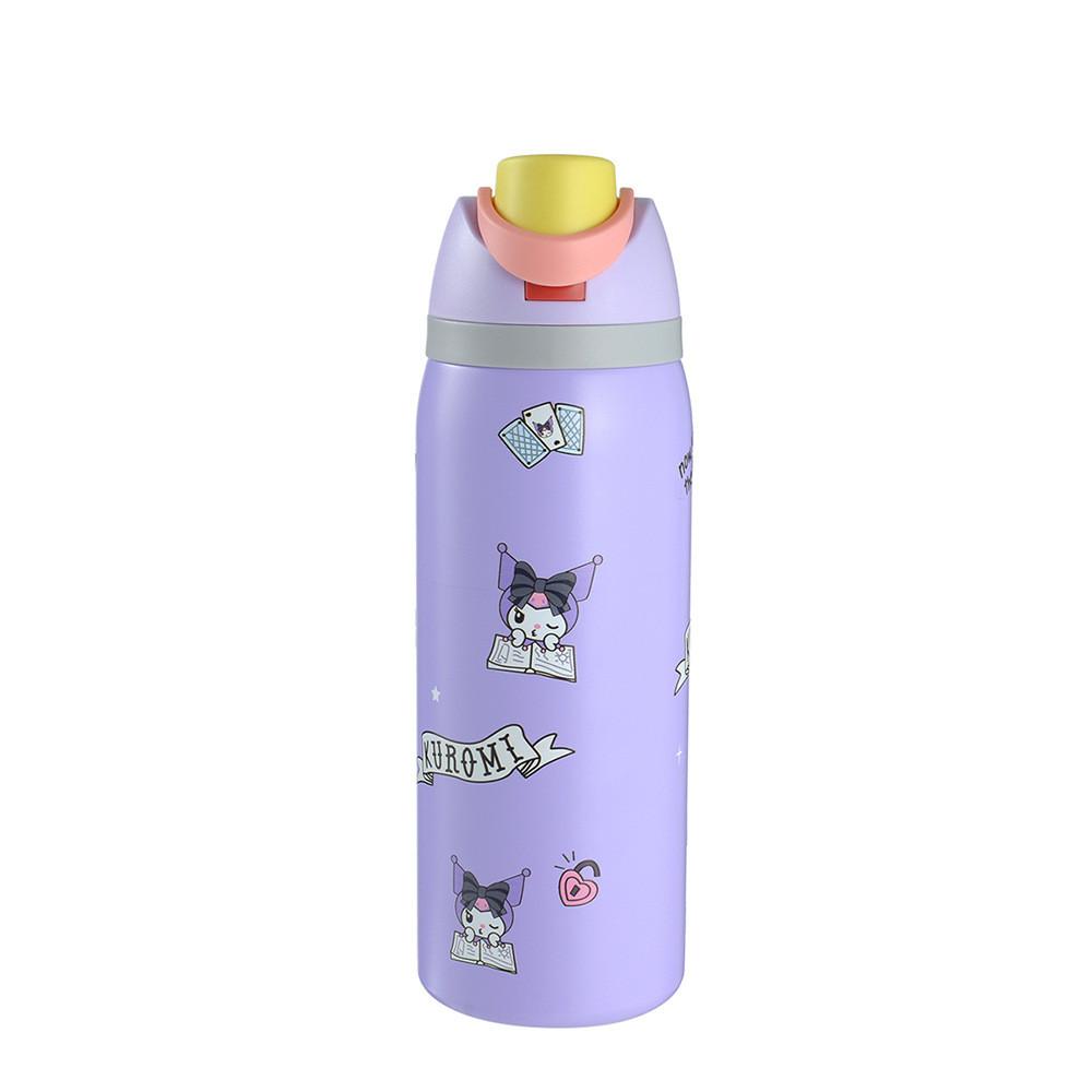 Hello Kitty Kuromi Butterfly Knot Floral Print Stainless Steel Insulated Cup With Lock Clip For Outdoor Activities