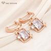 Fashion Elegant Rectangle Crystal Drop Earrings For Women Jewelry Rose Gold Color Zirconia Eardrop Gift
