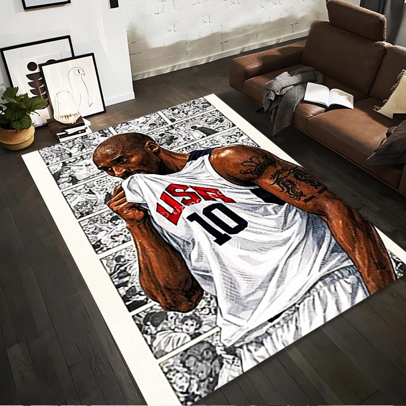 Basketball Player Illustration with Comics Background - Non-slip rug suitable for living room and bedroom sofas