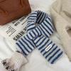 Women's Colorful Striped Scarf Winter Warm Soft Lamb Wool Neckwear with Vibrant Student Women Outdoor Casual Cute Small Scarf