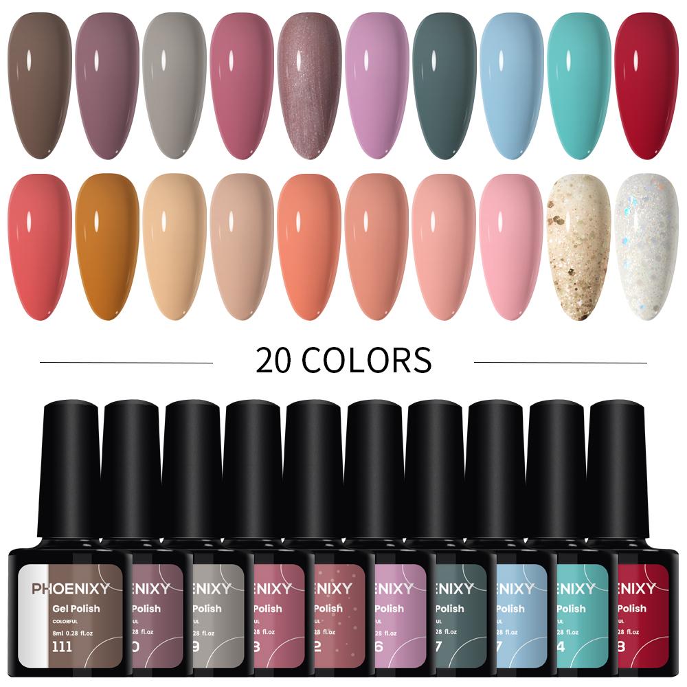 PHOENIXY Набор гель-лаков для ногтей 12/18/20/30/45 шт. Набор 8 мл Гибридный полупостоянный УФ-светодиодный набор для маникюра
