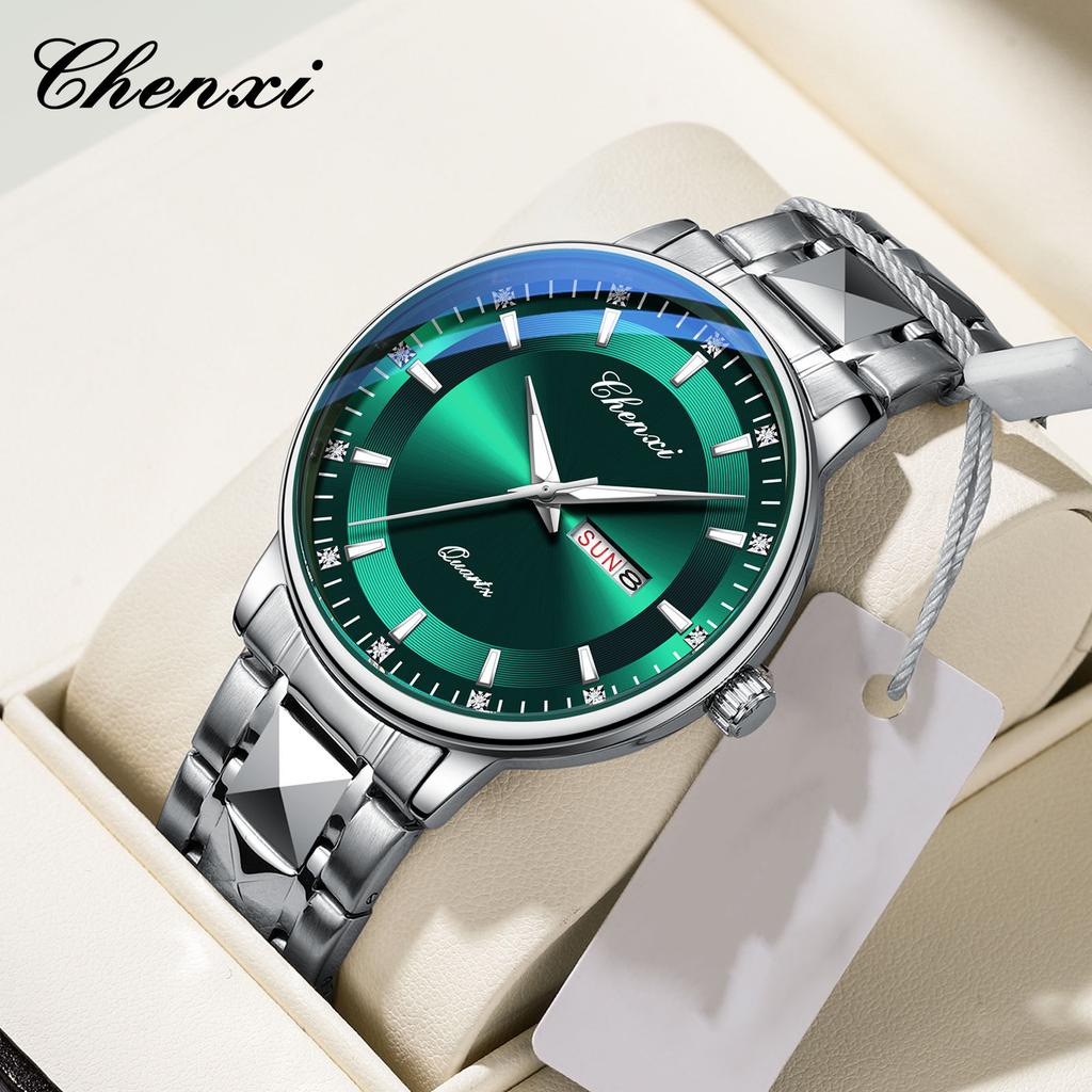 Men's Calendar Night Light Waterproof Watch Double Calendar Dial Fashionable Trendy Quartz Watch