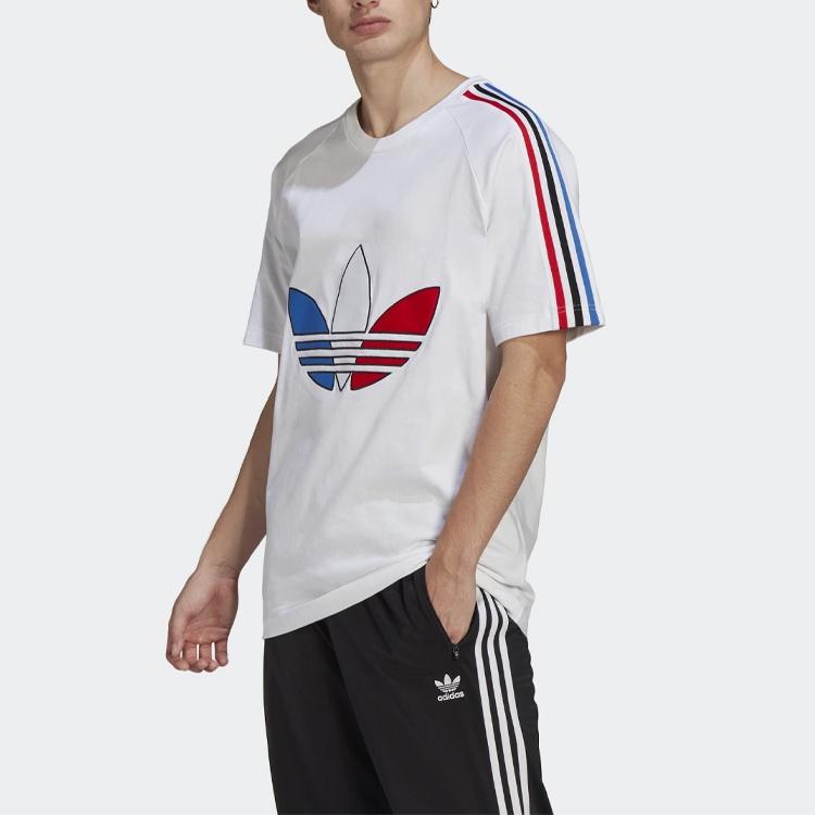 adidas originals MENS Tricol Logo Printed Crew Neck Short Sleeve White Men's GQ8921
