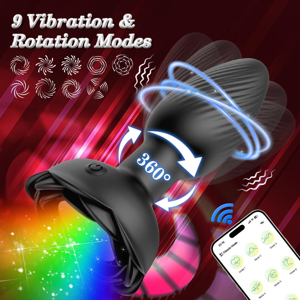 Bluetooth Anal Plug Swing Vibrator Vibrating Butt Plug with LED Light Male Prostate Massager Sex Toys for Women Men Adult