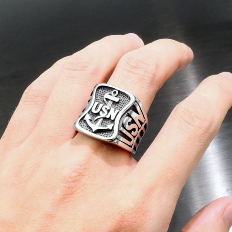 Anchor Jewelry Engraved Letter Jewelry Ring