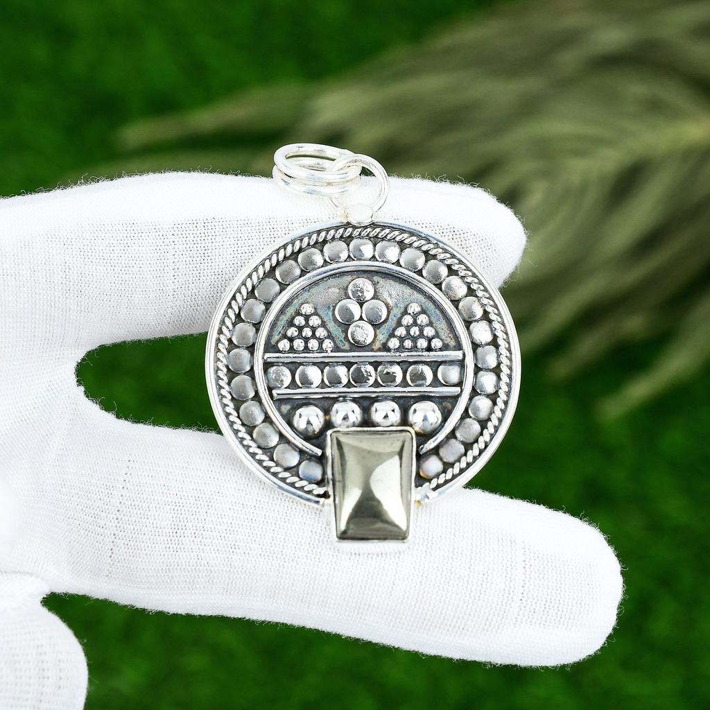 Сделка ко Дню памяти Подвеска ручной работы из стерлингового серебра с сияющим пиритом