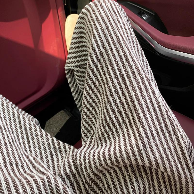 Women's Coffee Pinstripe Wool Pants: Petite 150, High-Waist, Wide/Narrow Leg, Autumn/Winter Drape