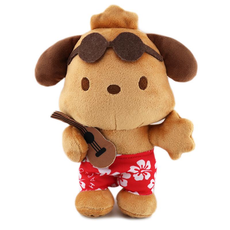 20cm Anime Plush Doll Hello Kitty Kuromi My Melody Hawaii Limited Black Leather Kitty Plush Doll Christmas Gift