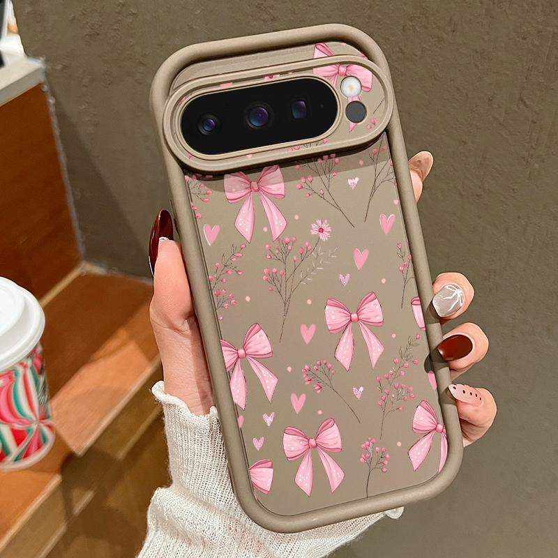 Pink Bowknots Floral Pattern Case For Google Pixel 10 Pro XL Shockproof Bumper Silicone Cover For Pixel 9A 9 8 7 Pro 8A 7A