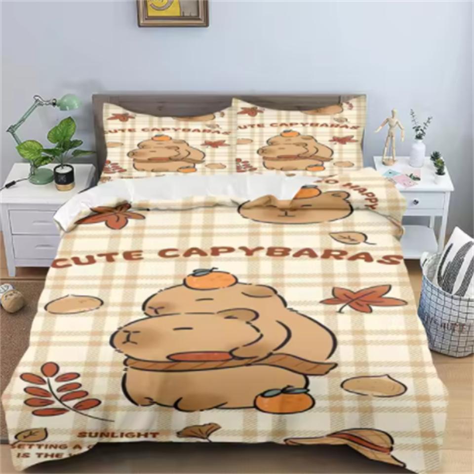 Капибары пододеяльник аниме постельное белье наволочка печатный общий детский и взрослый комплект двуспальный размер реактивная печать одеяло