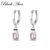 Черно-белый дизайн, черные розовые циркониевые ювелирные серьги-подвески