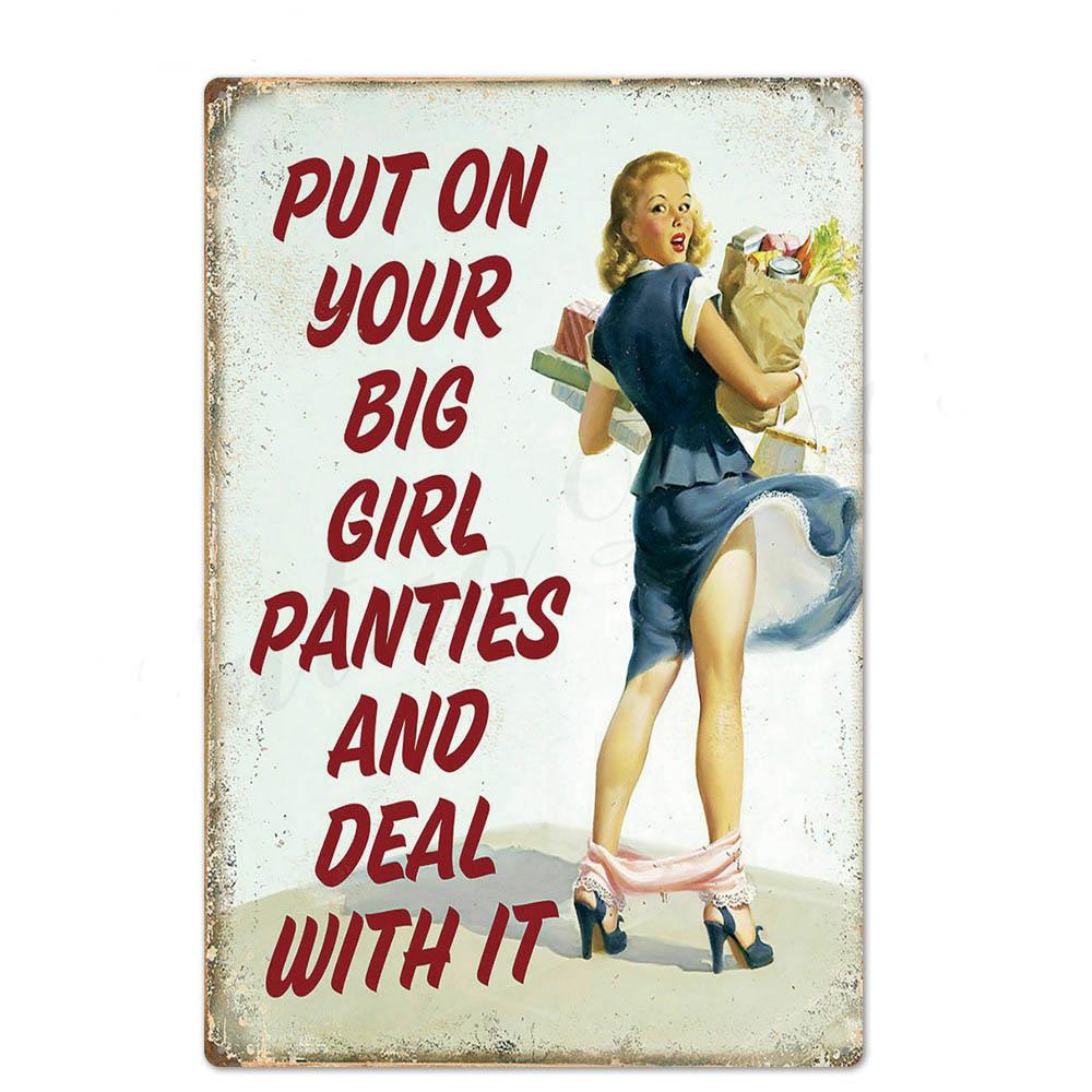 Оловянная вывеска в стиле пин-ап для девочек, металлическая винтажная сексуальная металлическая вывеска, настенный декор для бара, паба, клуба, человека, пещеры, ретро-вывески, покраска металла