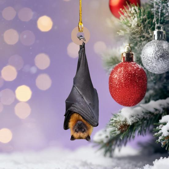 Bat Christmas Ornament Gothic Hanging Bat Tree Decoration Realistic Upside-Down Bat Christmas Tree Ornament for Holiday Home Decor