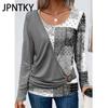 JPNTKY Women's Fashion Casual Autumn Winter Long Sleeve O-Neck Blouses & Shirts
