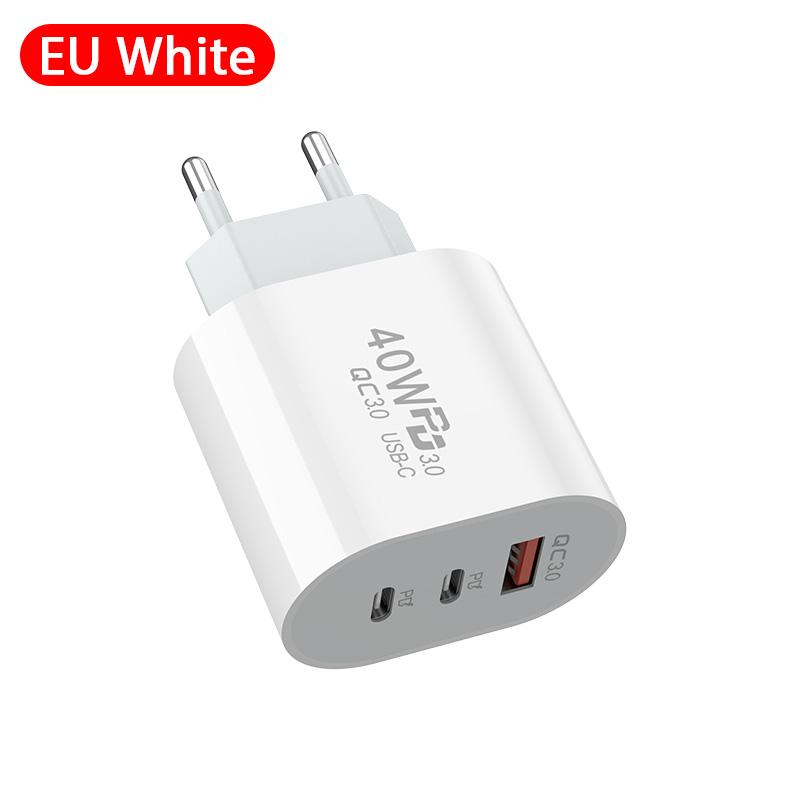 40 Вт PD USB Type C быстрое зарядное устройство быстрая зарядка EU US Plug PD USB C Type C быстрое зарядное устройство USB QC 3.0 для iPhone 15 14 Xiaomi Samsung