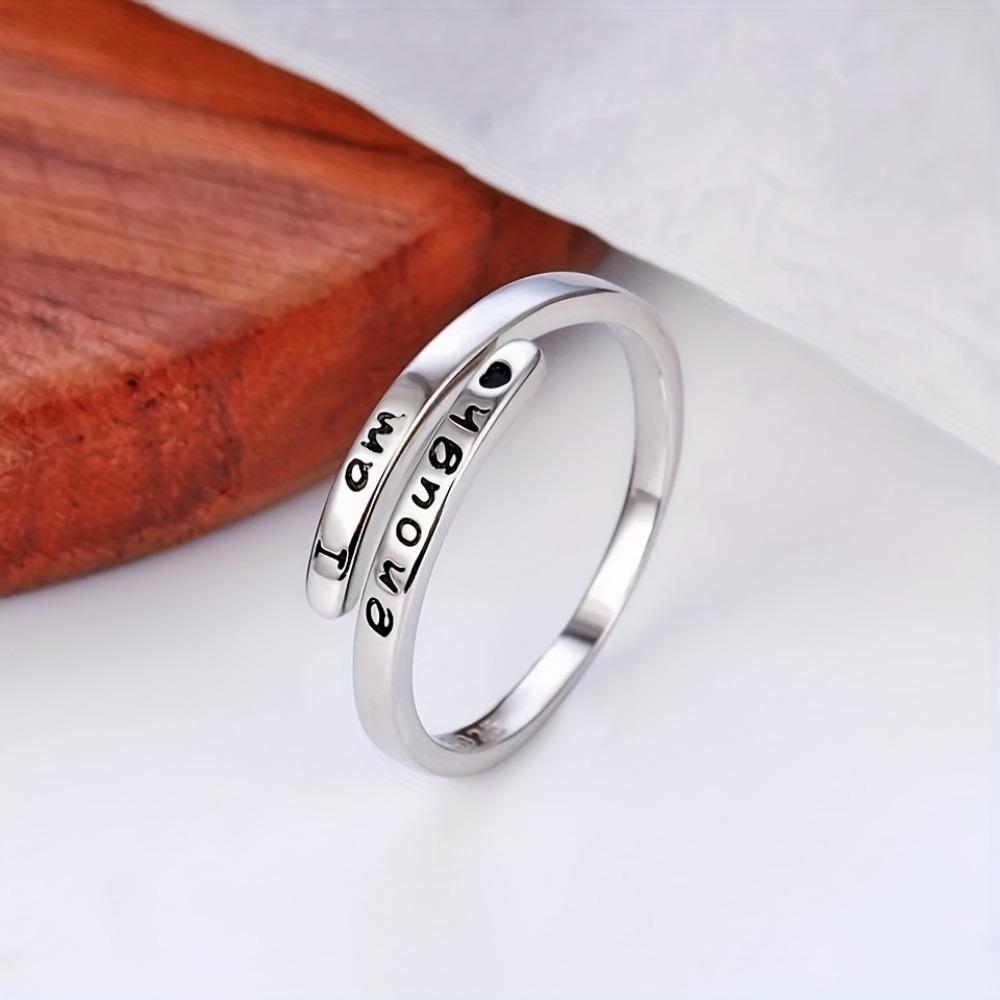 Simple Stainless Steel Ring I Am Enough/I Am In It Wrap Ring Simple Stainless Steel Inspirational Ring