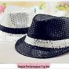 Children's Two-Color Striped Sequined Performance Jazz Hat