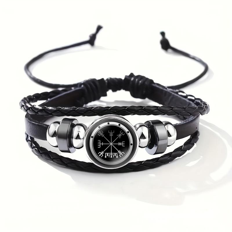 Кожаные браслеты викингов, скандинавской мифологии, древняя Троица, скандинавские руны, символ Одина, многослойные плетеные браслеты, ювелирные изделия