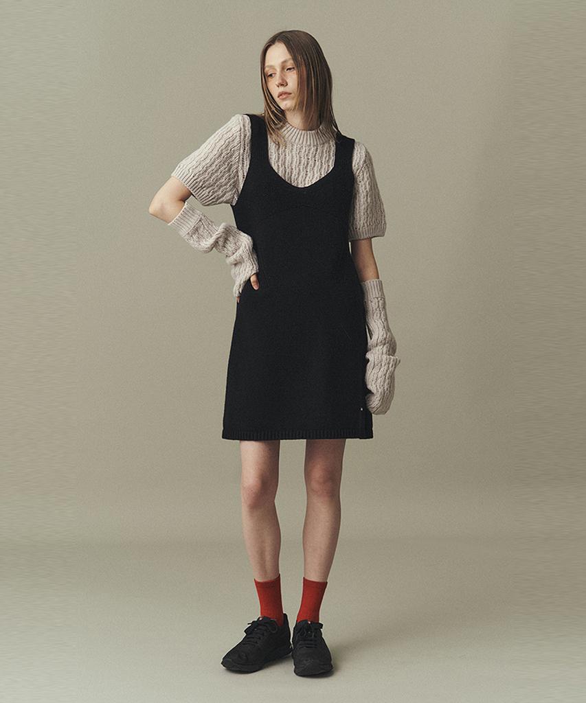 Awi Wool Blend Knit Dress_Black